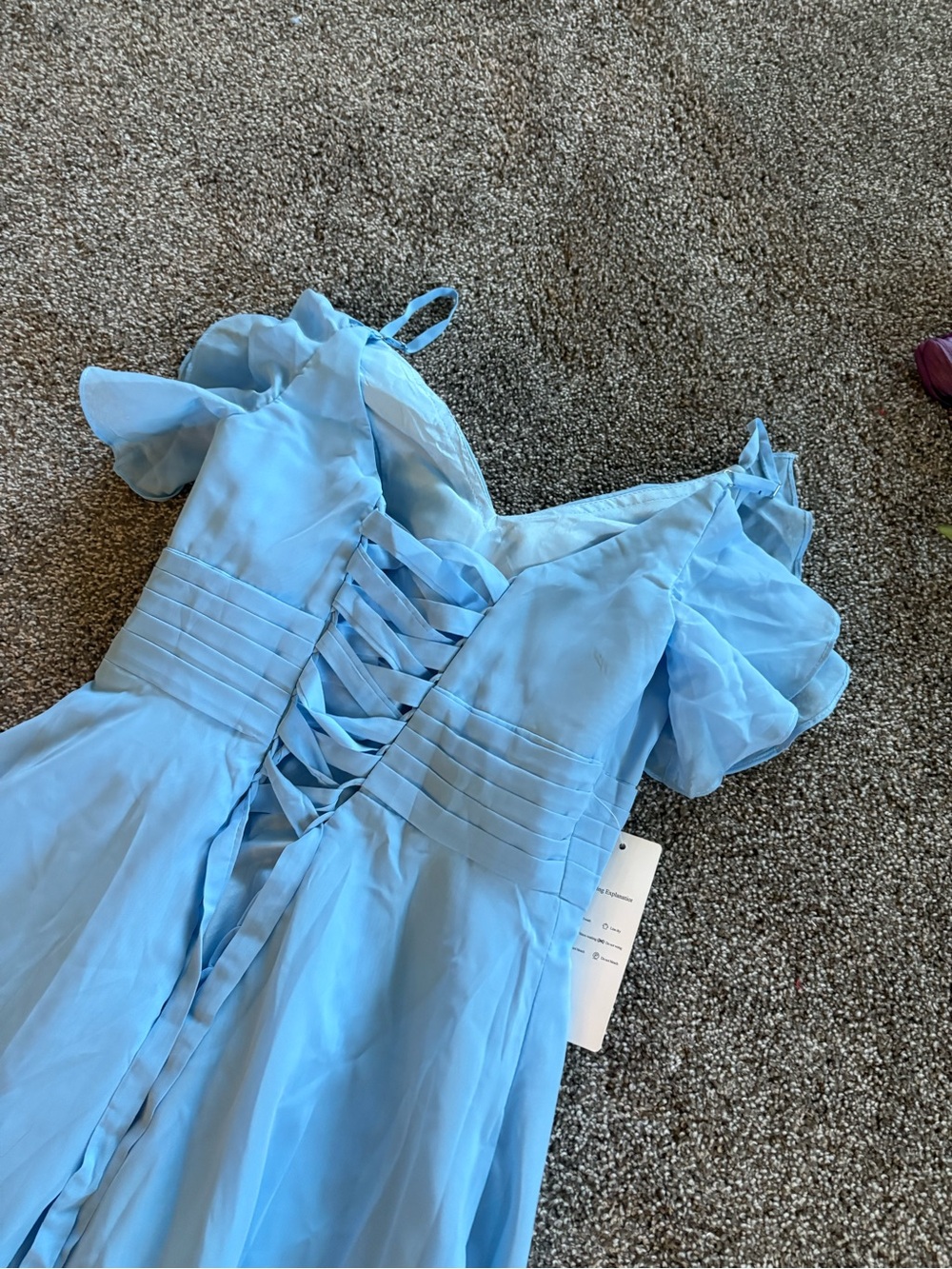 Light Blue Ruffle Cold-Shoulder Midi Dress - Picture 7 of 8